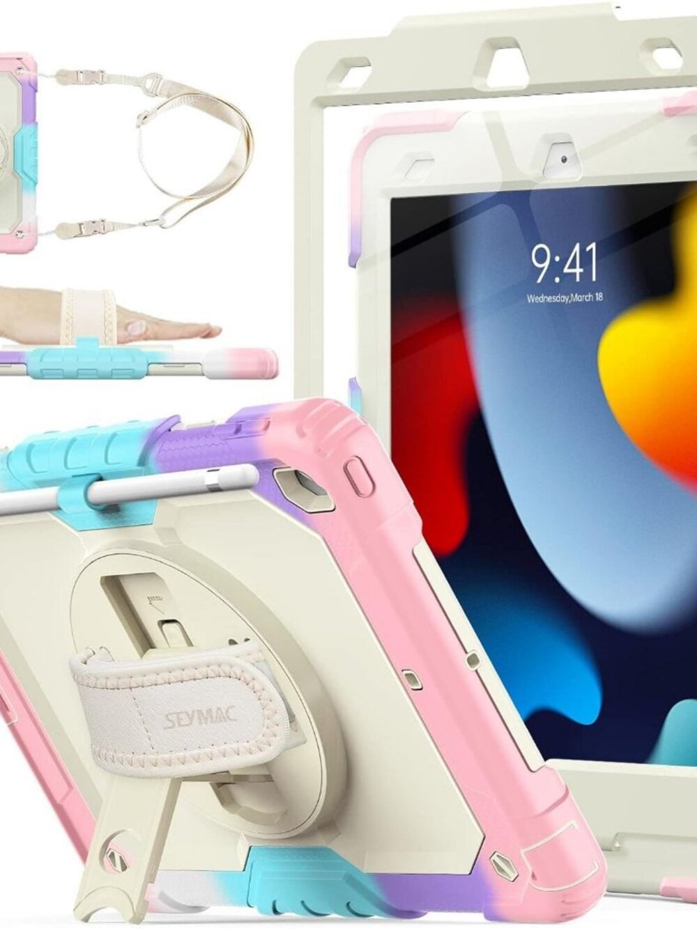 SEYMAC stock Case for iPad 9th/ 8th/ 7th Generation 10.2'', Shockproof with Scre